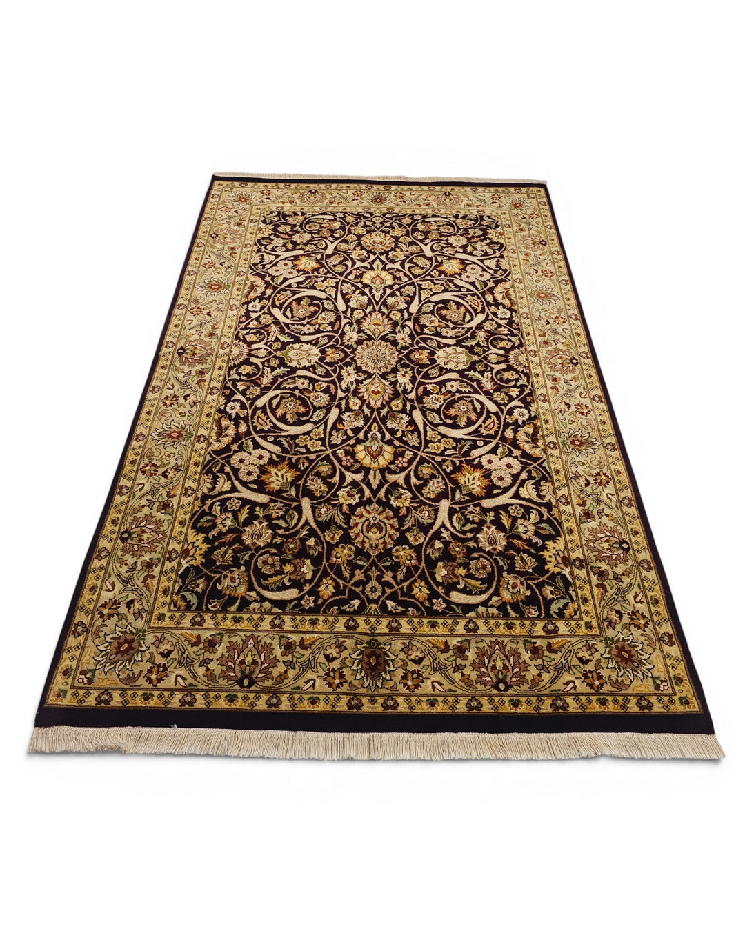 Midnight Vine All-Over Floral, Hand-Knotted Pakistani Wool Rug