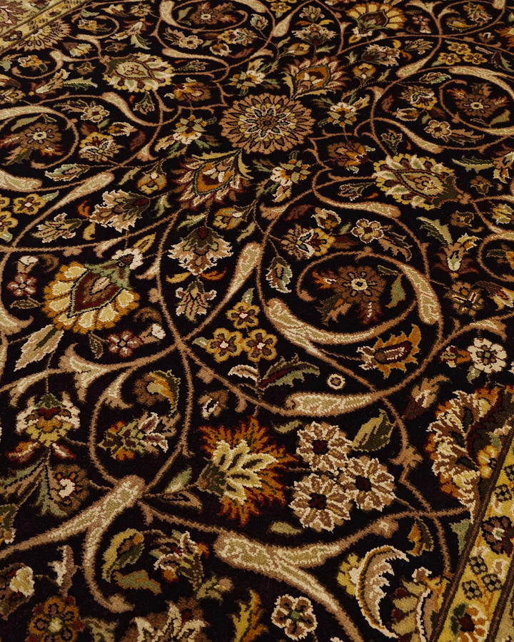 Midnight Vine All-Over Floral, Hand-Knotted Pakistani Wool Rug