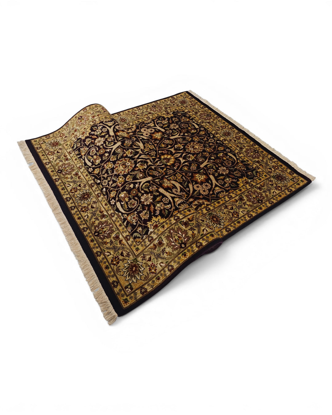 Midnight Vine All-Over Floral, Hand-Knotted Pakistani Wool Rug