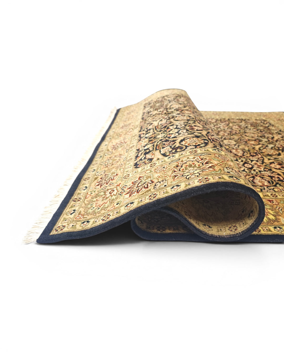 Onyx &amp; Gold All-Over Floral, Hand-Knotted Pakistani Wool Rug