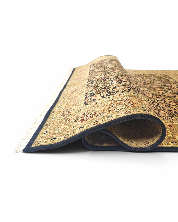 Onyx &amp; Gold All-Over Floral, Hand-Knotted Pakistani Wool Rug