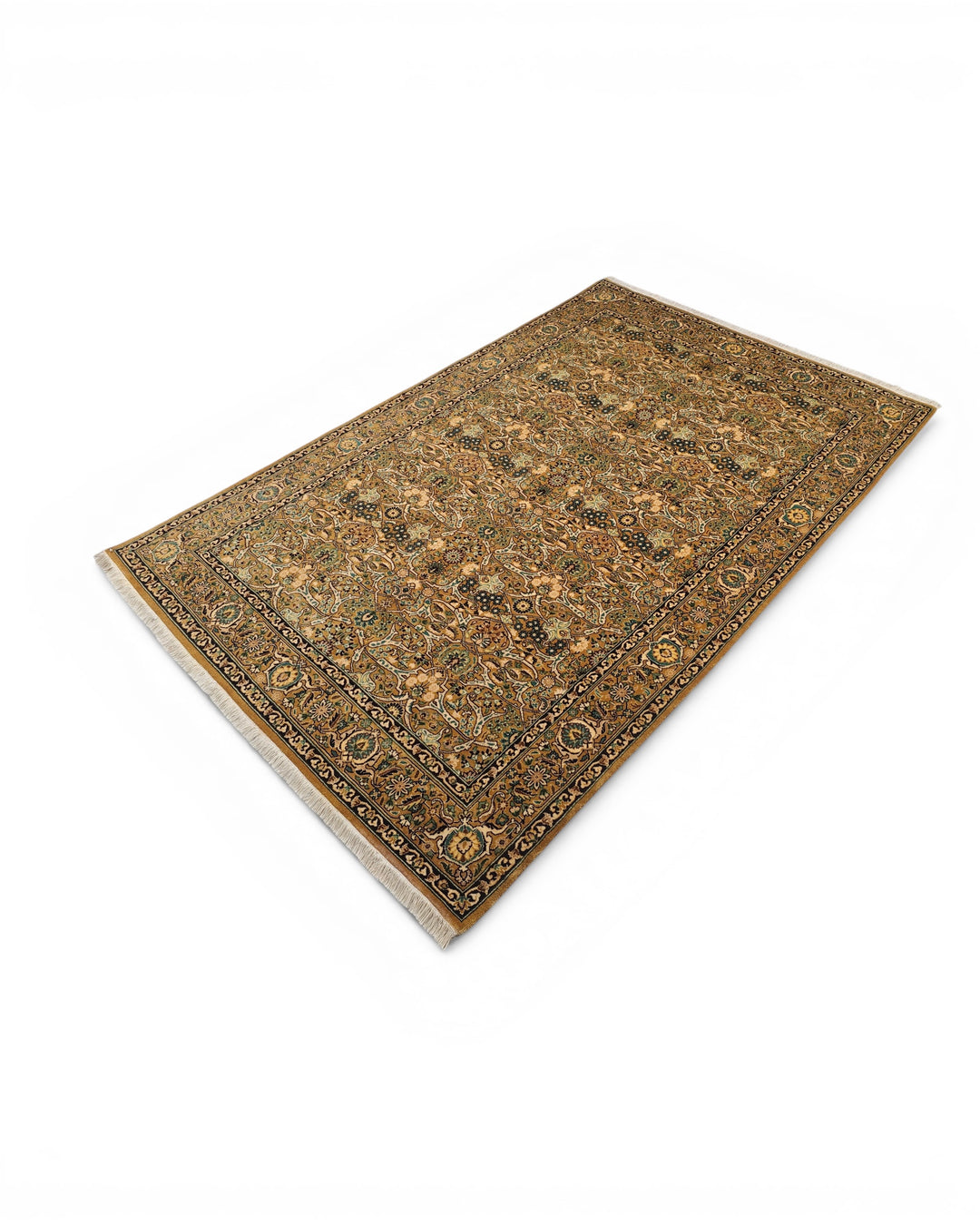 Sage &amp; Gold All-Over Herati, Hand-Knotted Pakistani Wool Rug