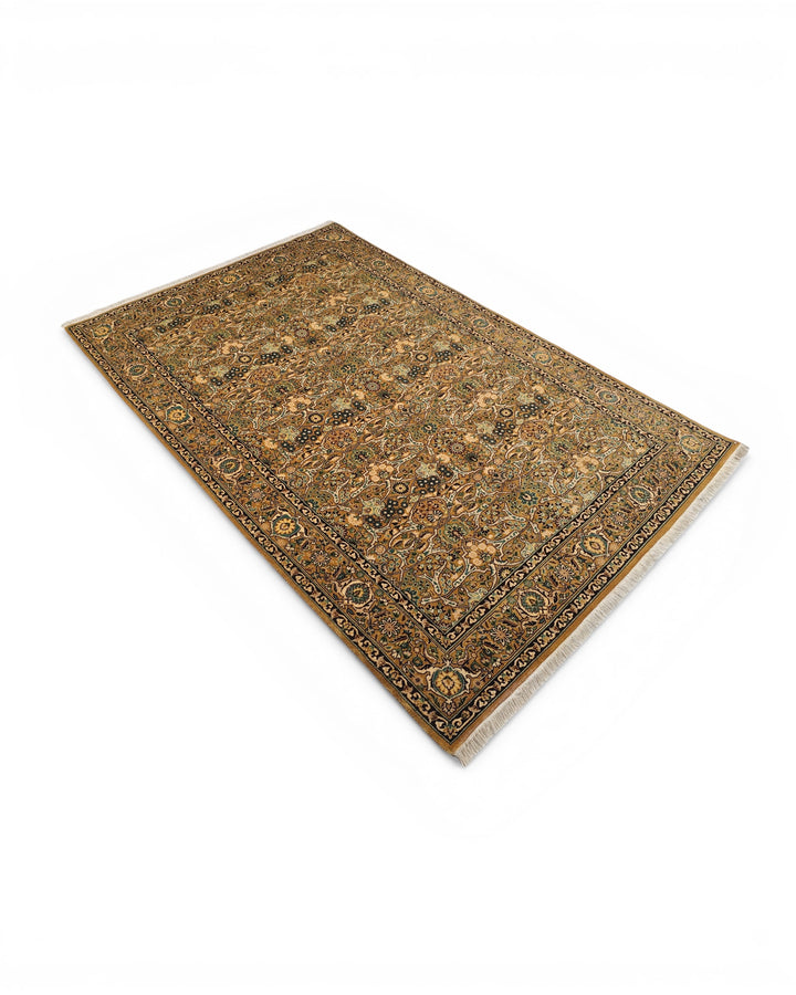Sage &amp; Gold All-Over Herati, Hand-Knotted Pakistani Wool Rug
