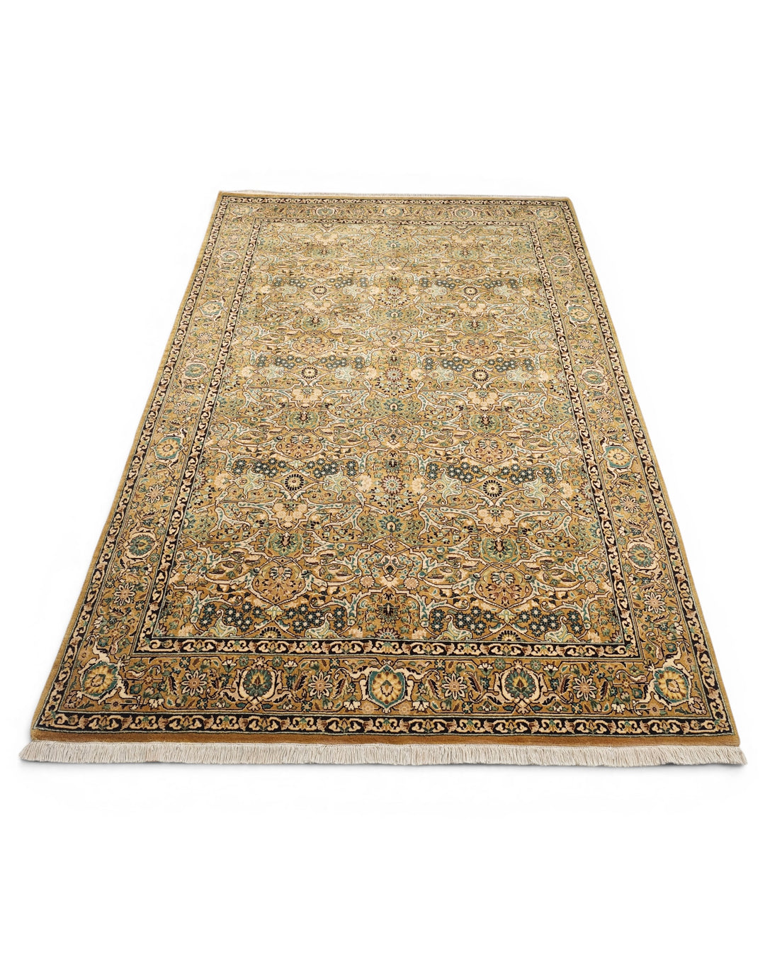 Sage &amp; Gold All-Over Herati, Hand-Knotted Pakistani Wool Rug