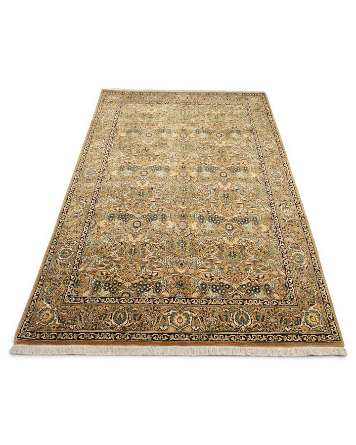 Sage &amp; Gold All-Over Herati, Hand-Knotted Pakistani Wool Rug