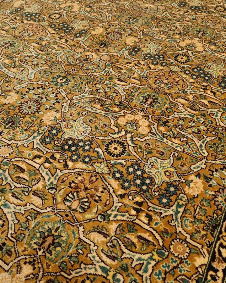 Sage &amp; Gold All-Over Herati, Hand-Knotted Pakistani Wool Rug