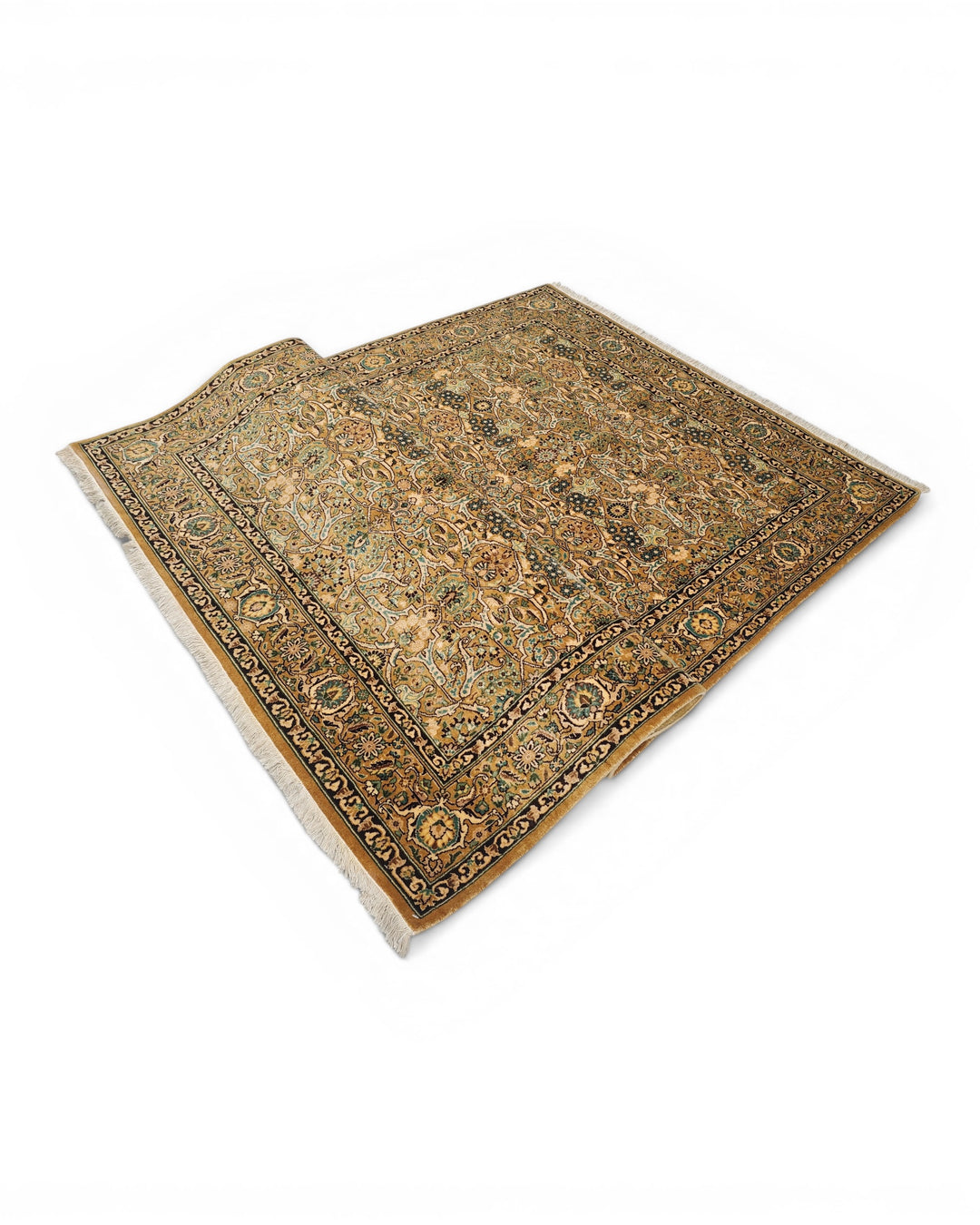 Sage &amp; Gold All-Over Herati, Hand-Knotted Pakistani Wool Rug
