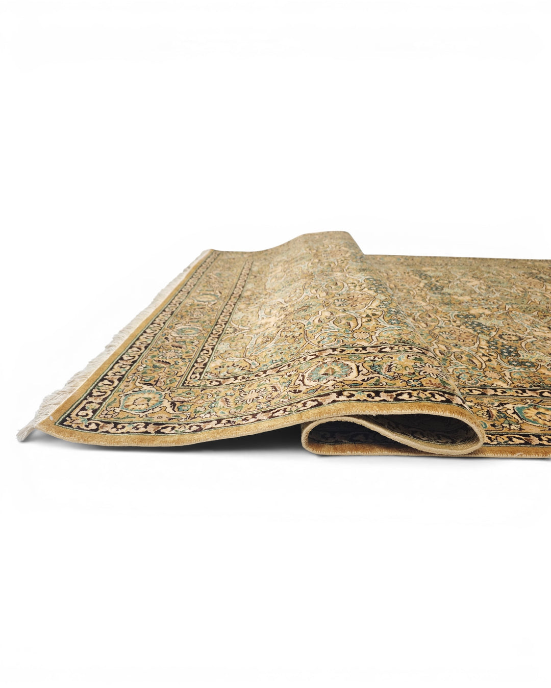 Sage &amp; Gold All-Over Herati, Hand-Knotted Pakistani Wool Rug