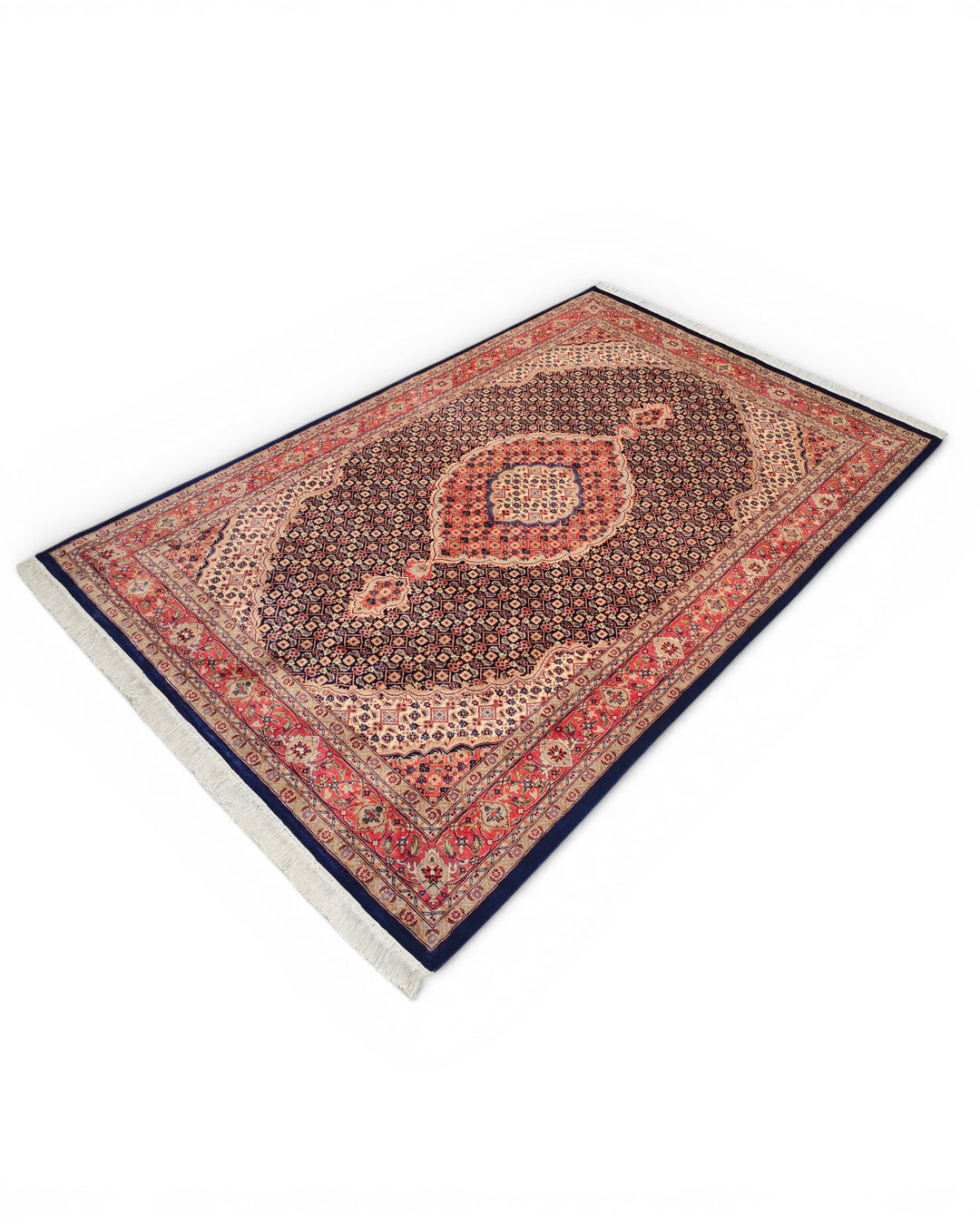 Navy Mahi Herati Medallion, Hand-Knotted Pakistani Wool Rug