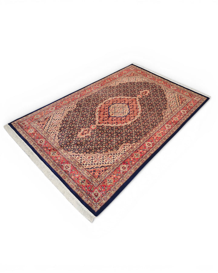 Navy Mahi Herati Medallion, Hand-Knotted Pakistani Wool Rug
