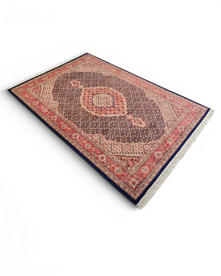 Navy Mahi Herati Medallion, Hand-Knotted Pakistani Wool Rug