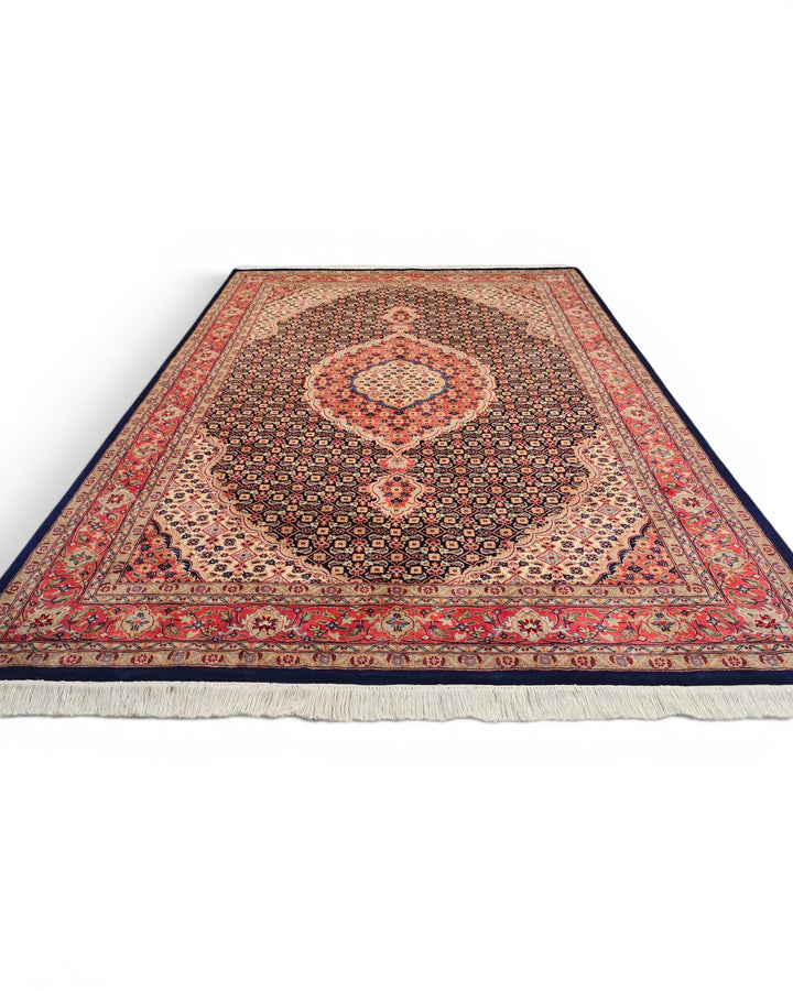 Navy Mahi Herati Medallion, Hand-Knotted Pakistani Wool Rug