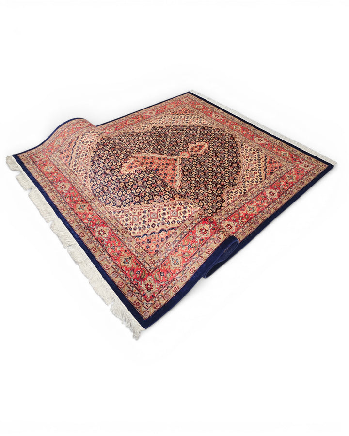 Navy Mahi Herati Medallion, Hand-Knotted Pakistani Wool Rug