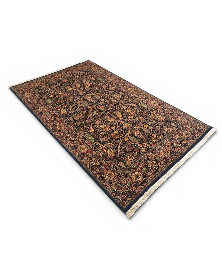 Raven Garden Floral, Hand-Knotted Pakistani Wool Rug