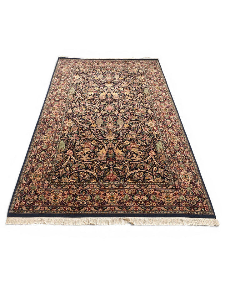 Raven Garden Floral, Hand-Knotted Pakistani Wool Rug