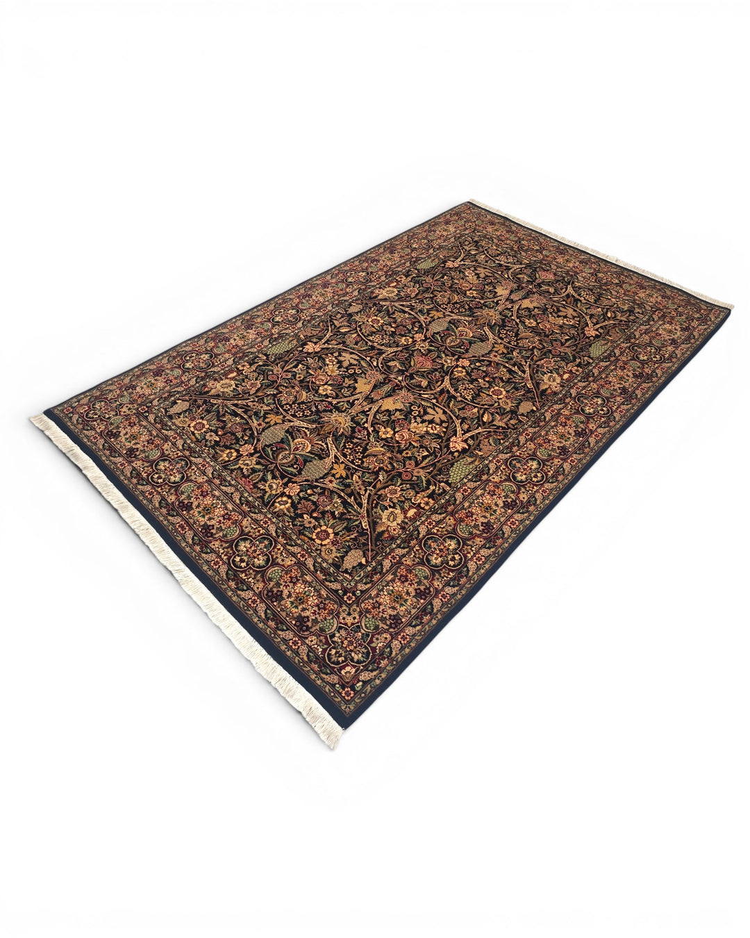 Raven Garden Floral, Hand-Knotted Pakistani Wool Rug