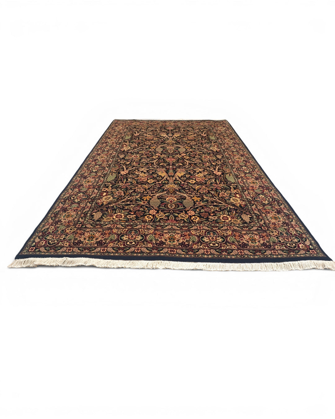 Raven Garden Floral, Hand-Knotted Pakistani Wool Rug