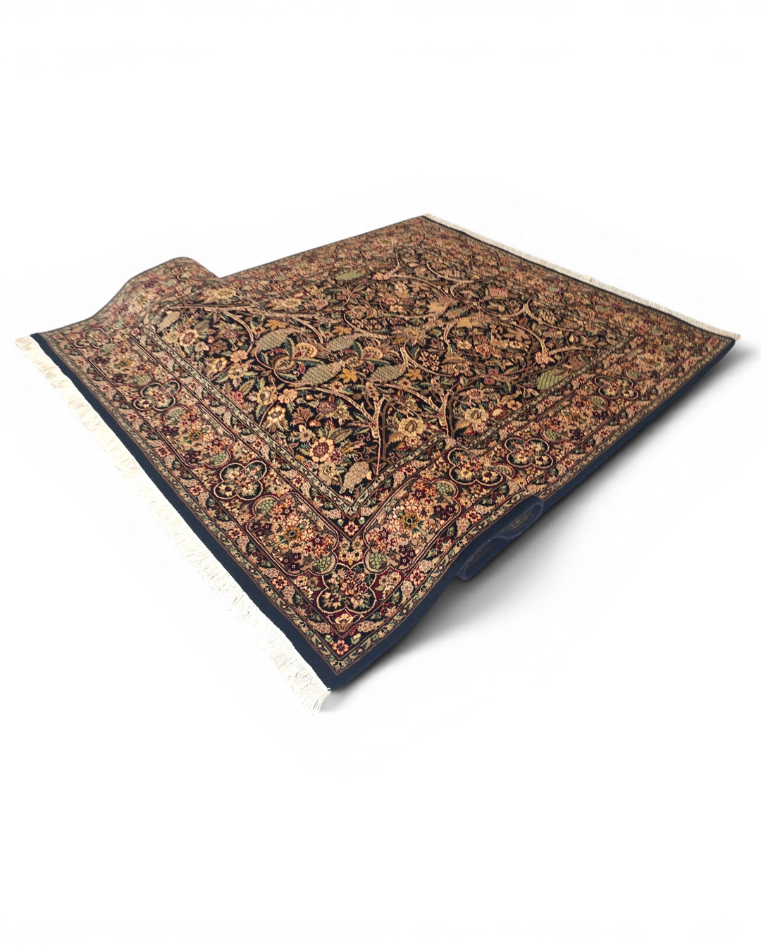 Raven Garden Floral, Hand-Knotted Pakistani Wool Rug