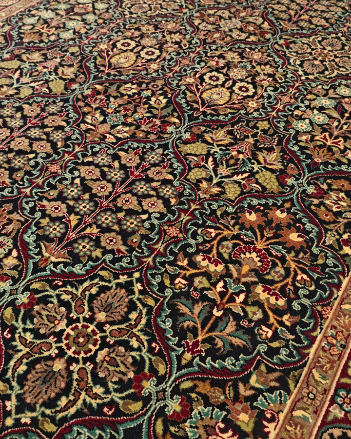 Paradise Garden All-Over Floral, Hand-Knotted Pakistani Wool Rug