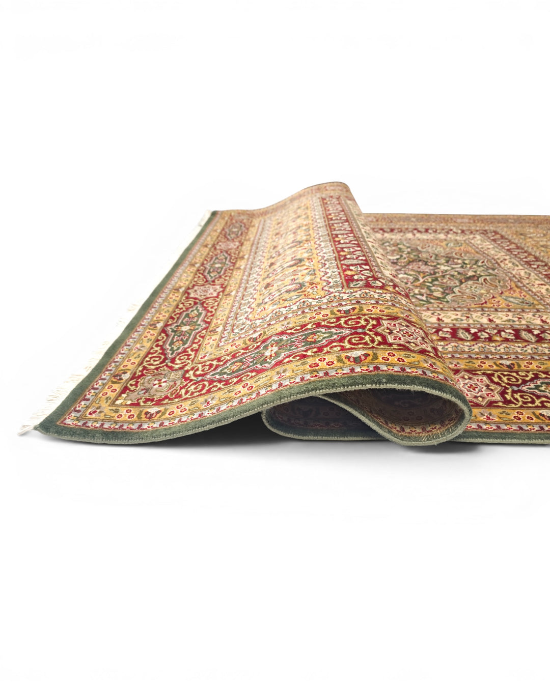 Emerald Medallion Tabriz, Hand-Knotted Pakistani Wool Rug
