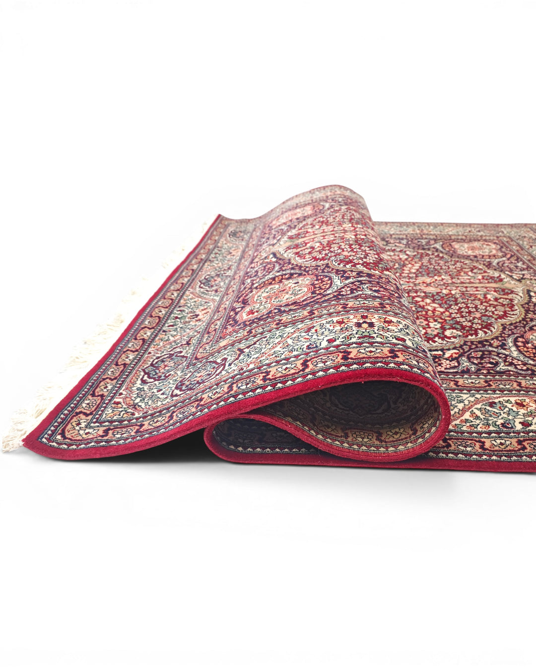 Ruby Medallion Tabriz, Hand-Knotted Pakistani Wool Rug