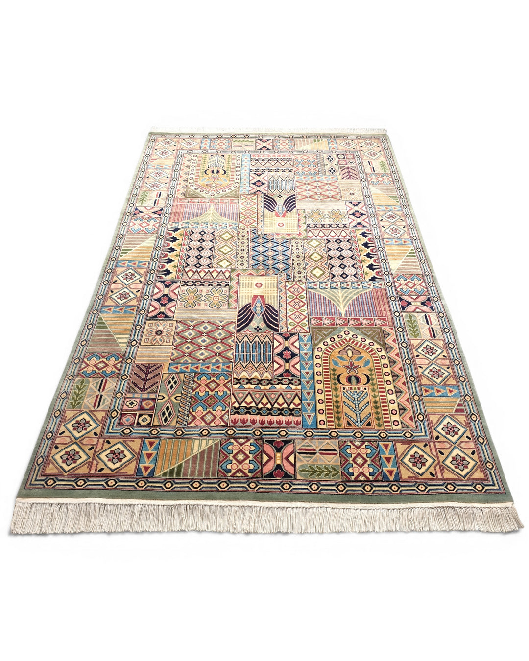 Bakhtiari Garden Panel, Hand-Knotted Pakistani Wool Rug