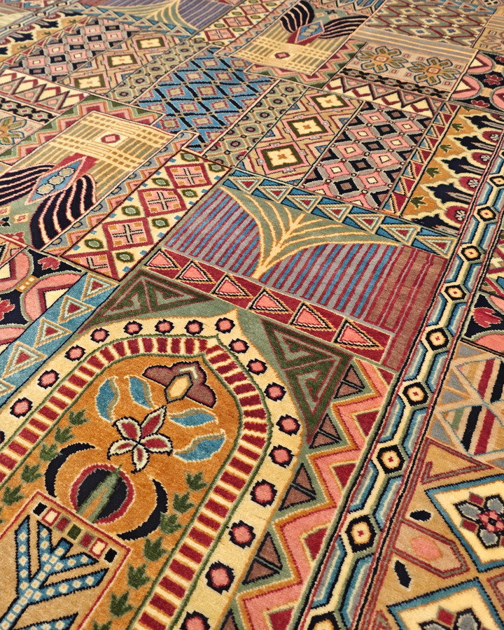 Bakhtiari Garden Panel, Hand-Knotted Pakistani Wool Rug