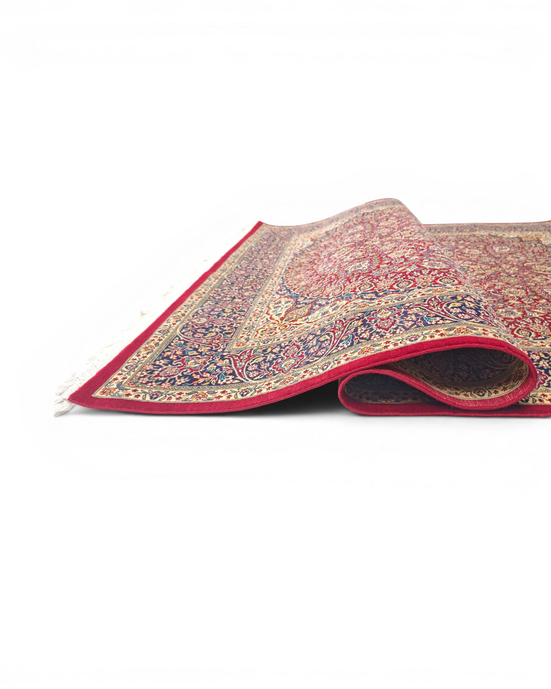 Garnet &amp; Navy Medallion Tabriz, Hand-Knotted Pakistani Wool Rug