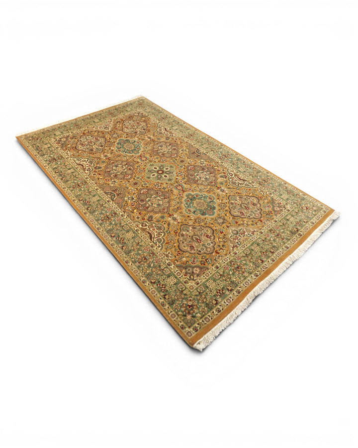 Honey &amp; Sage Garden Panel, Hand-Knotted Pakistani Wool Rug