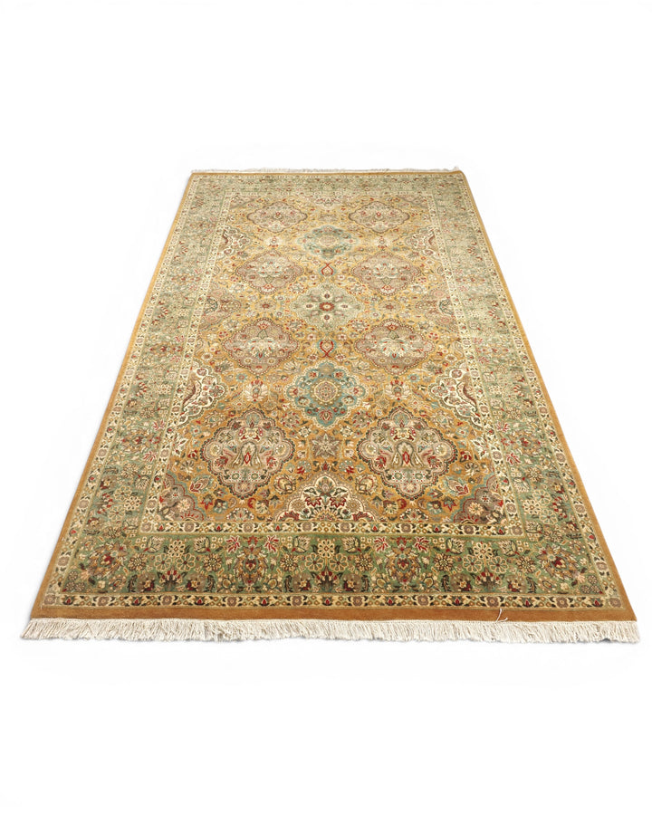 Honey &amp; Sage Garden Panel, Hand-Knotted Pakistani Wool Rug