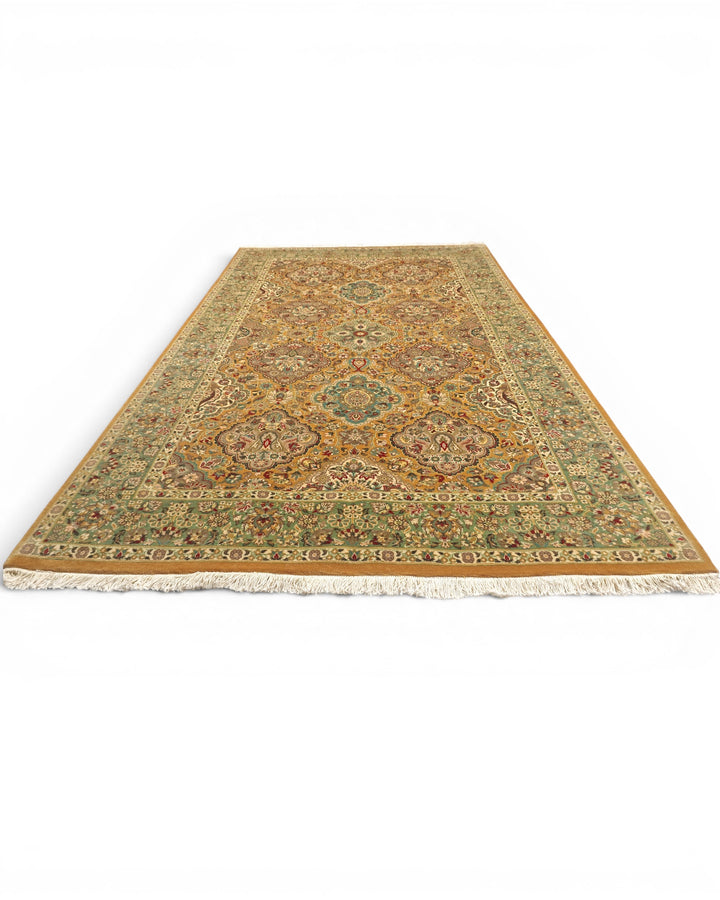 Honey &amp; Sage Garden Panel, Hand-Knotted Pakistani Wool Rug