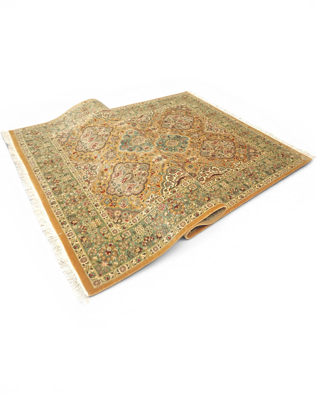 Honey &amp; Sage Garden Panel, Hand-Knotted Pakistani Wool Rug