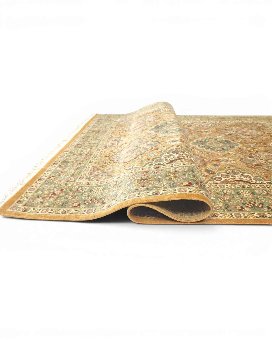 Honey &amp; Sage Garden Panel, Hand-Knotted Pakistani Wool Rug