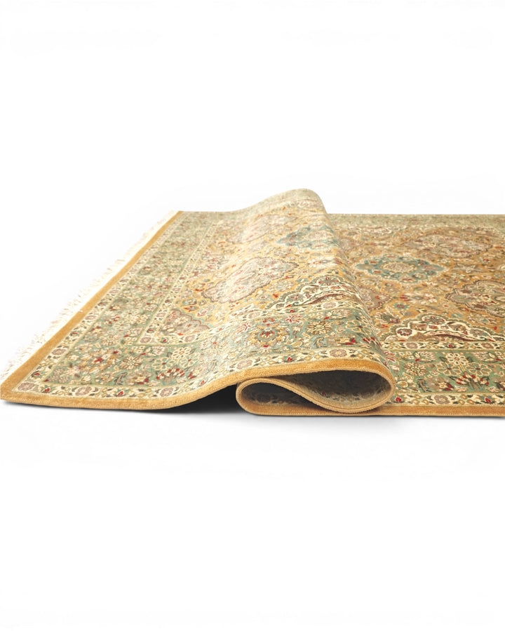 Honey &amp; Sage Garden Panel, Hand-Knotted Pakistani Wool Rug