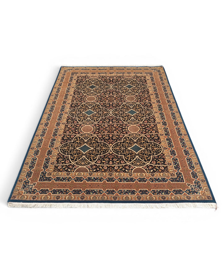 Camel Arabesque Lattice, Hand-Knotted Pakistani Wool Rug