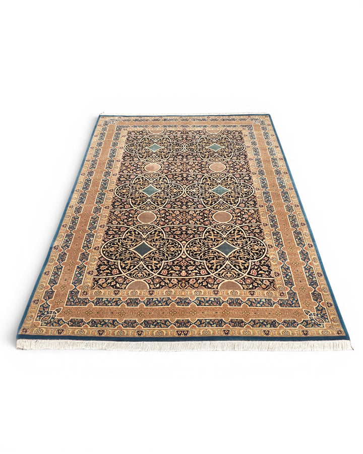 Camel Arabesque Lattice, Hand-Knotted Pakistani Wool Rug