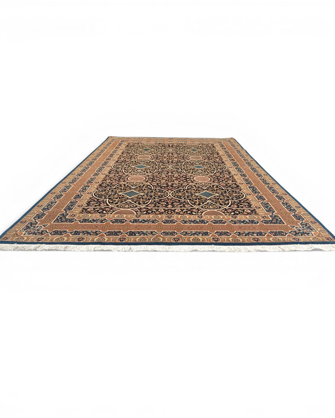 Camel Arabesque Lattice, Hand-Knotted Pakistani Wool Rug