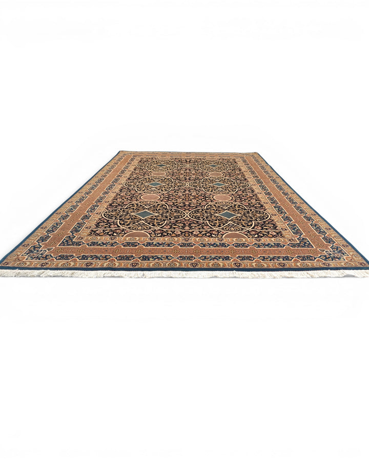 Camel Arabesque Lattice, Hand-Knotted Pakistani Wool Rug