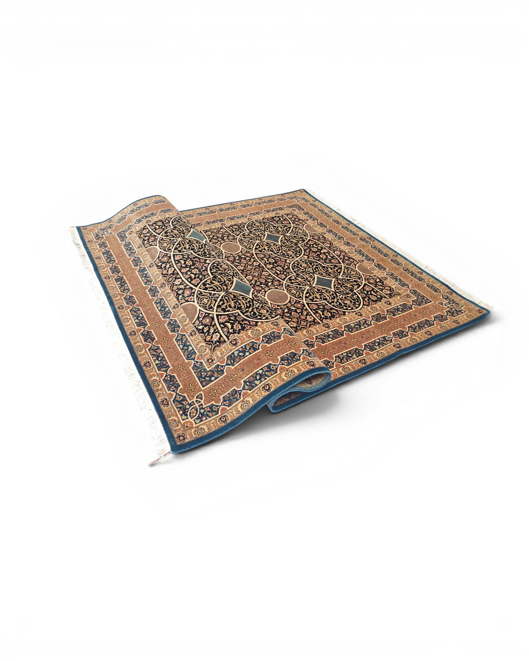 Camel Arabesque Lattice, Hand-Knotted Pakistani Wool Rug