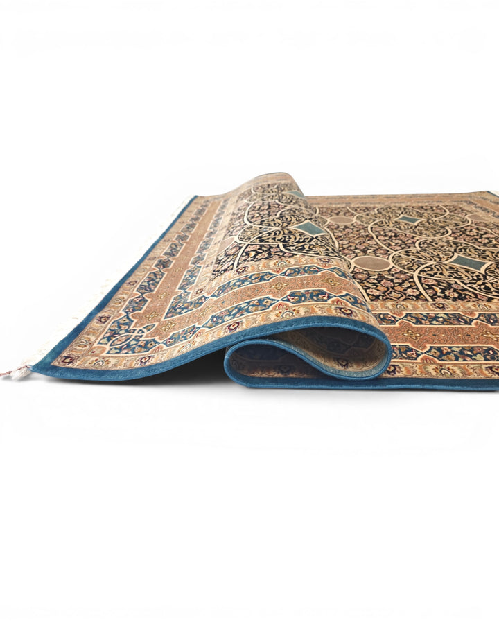 Camel Arabesque Lattice, Hand-Knotted Pakistani Wool Rug
