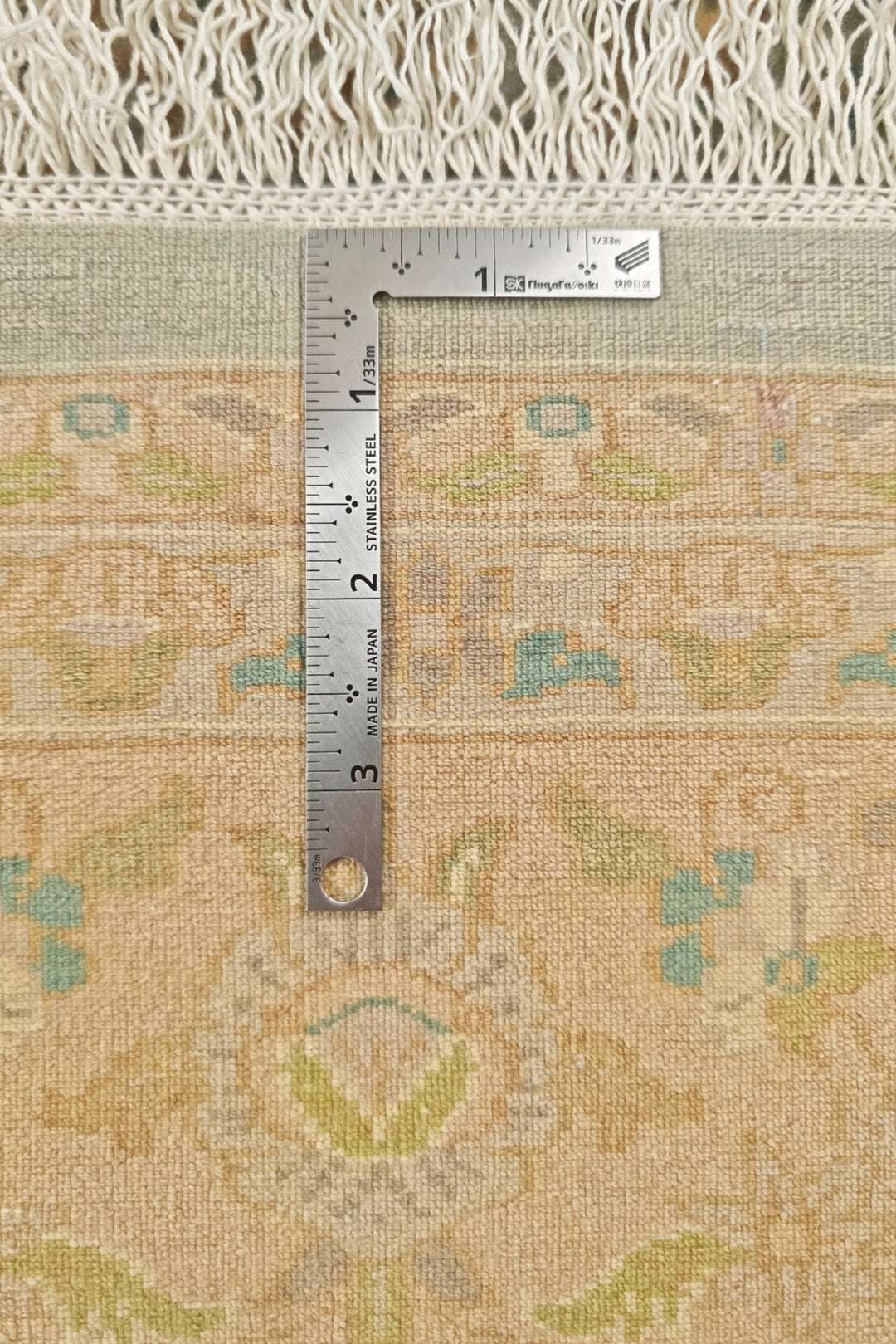 Sage Green and Gold Afshan All-Over Floral, Hand-Knotted Wool Rug