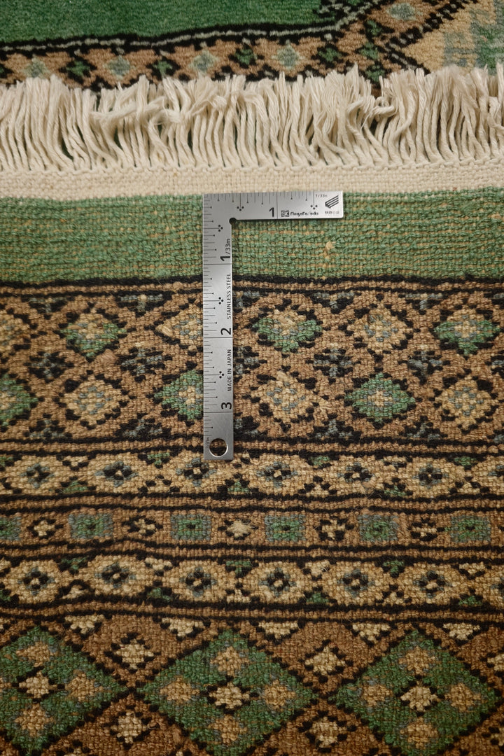 Jade Green &amp; Cream Gül Jaldar Rug, Hand-Knotted Pakistani Wool