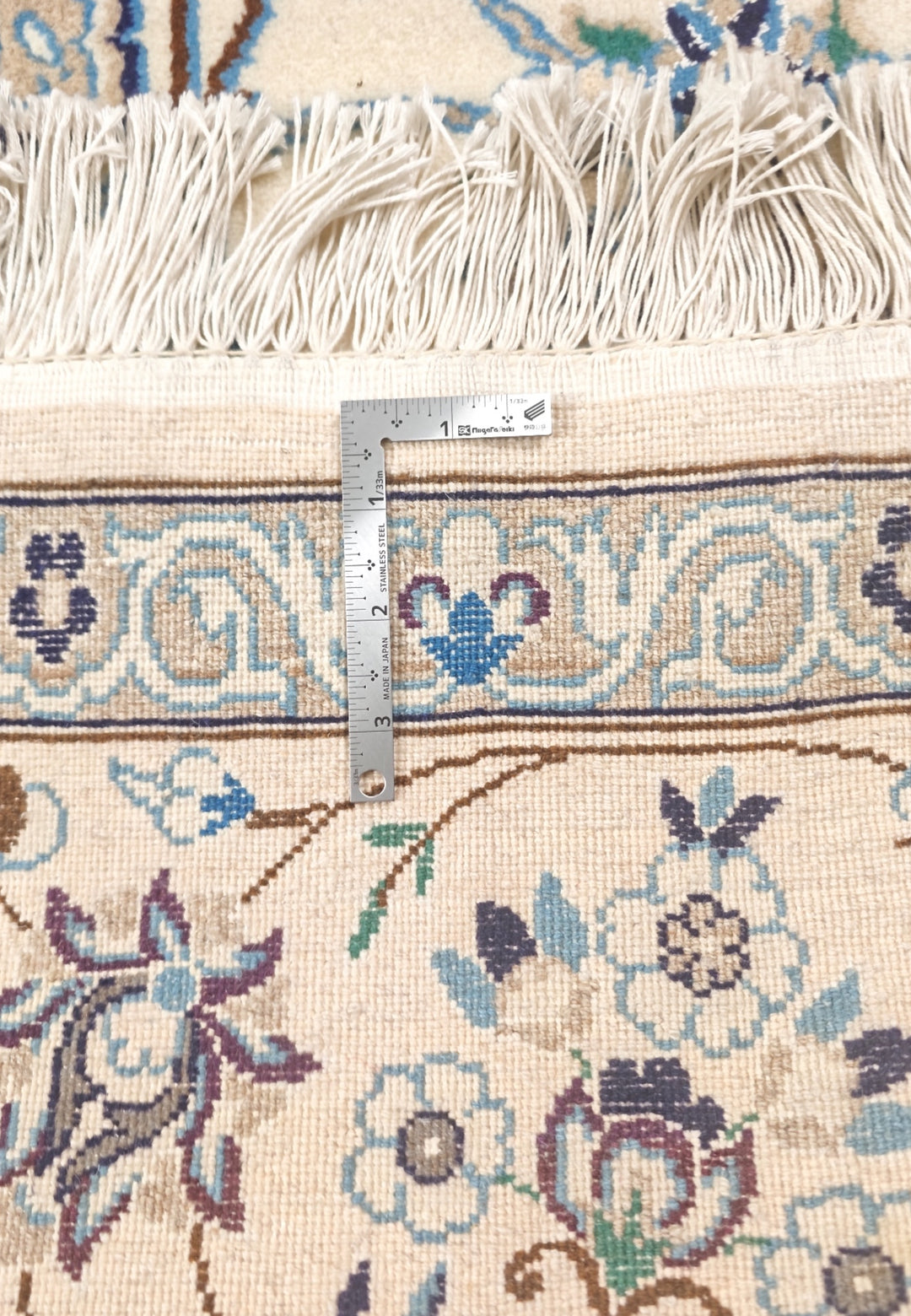 Ivory &amp; Blue Medallion Persian Nain, Hand-Knotted Wool Rug