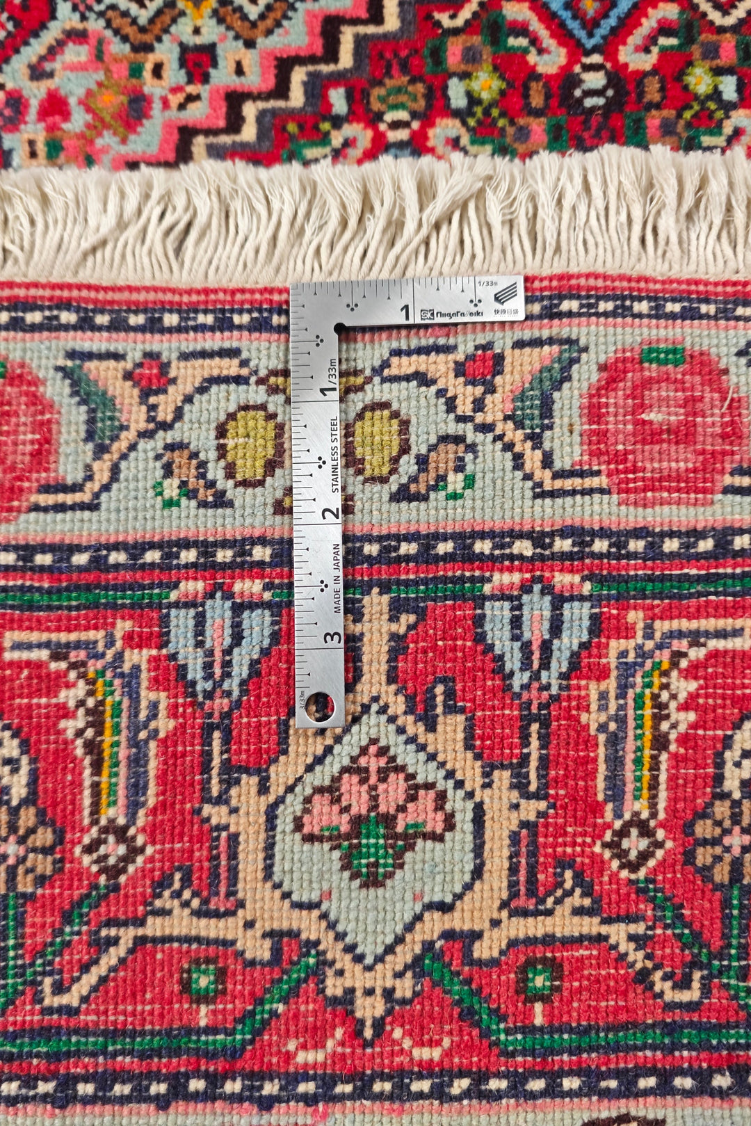 Red Mahi Medallion Persian Tabriz, Hand-Knotted Wool Rug