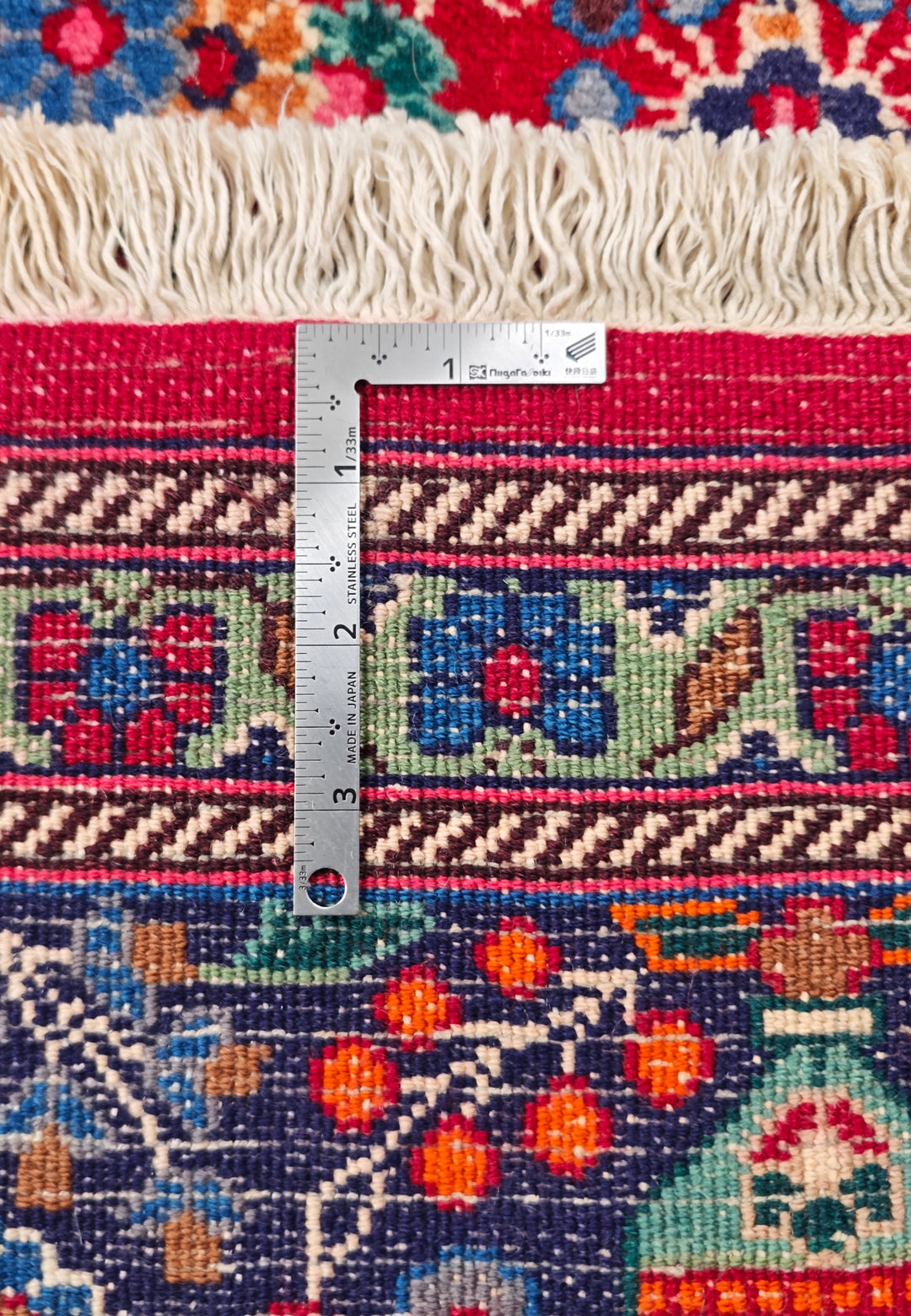 Cherry-Red Boteh Persian Moud, Hand-Knotted Wool Rug