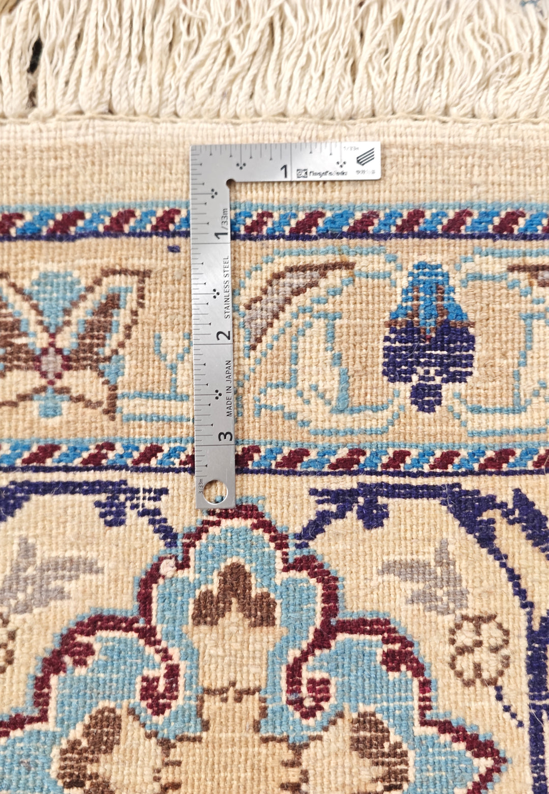 Coral Medallion Persian Nain, Hand-Knotted Wool Rug