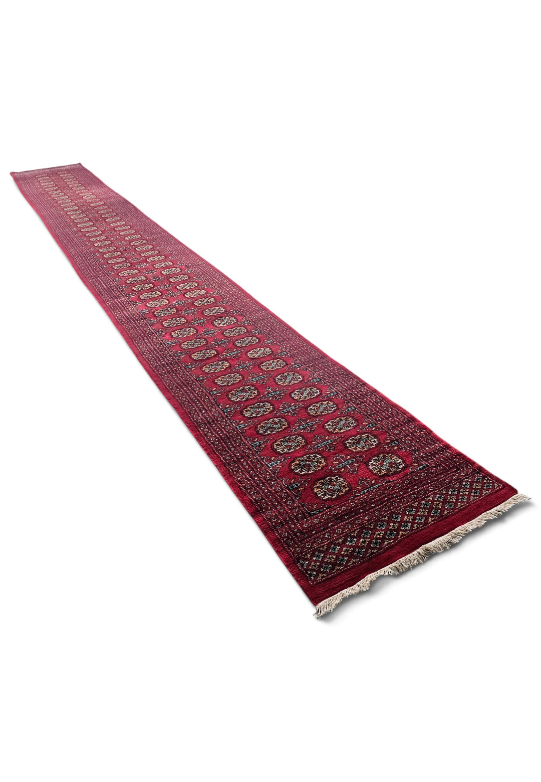 Wine Red Turkmen Gül Bokhara Rug, Hand-Knotted Wool