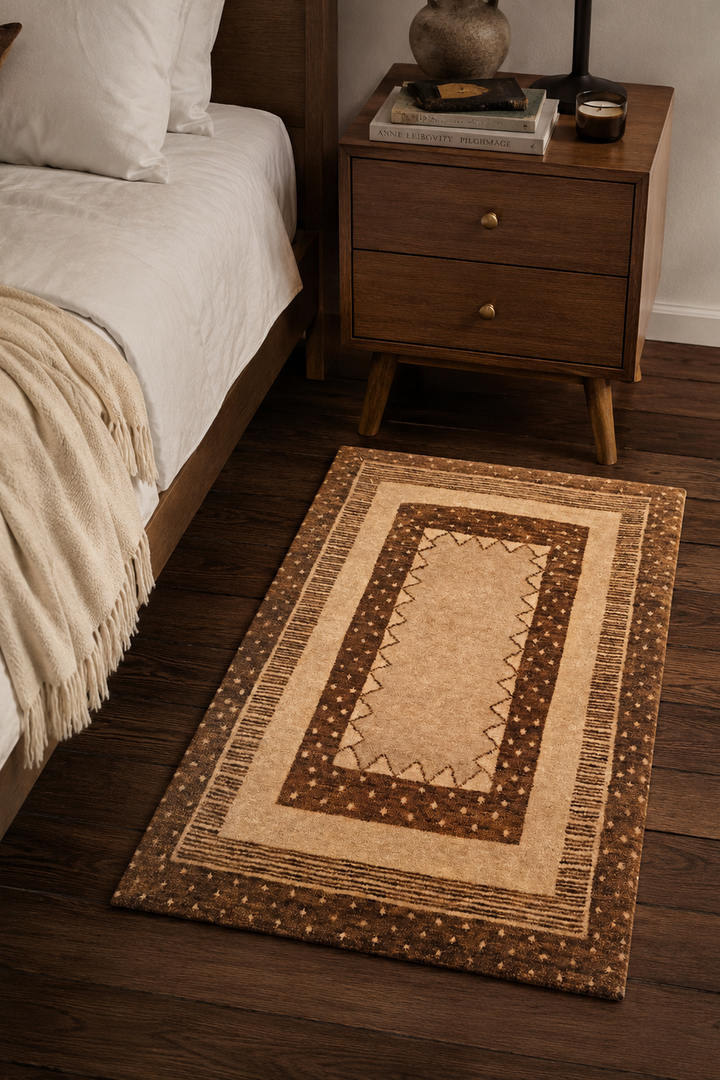Camel &amp; Brown Gabbeh, Hand-Knotted Afghan Wool Rug