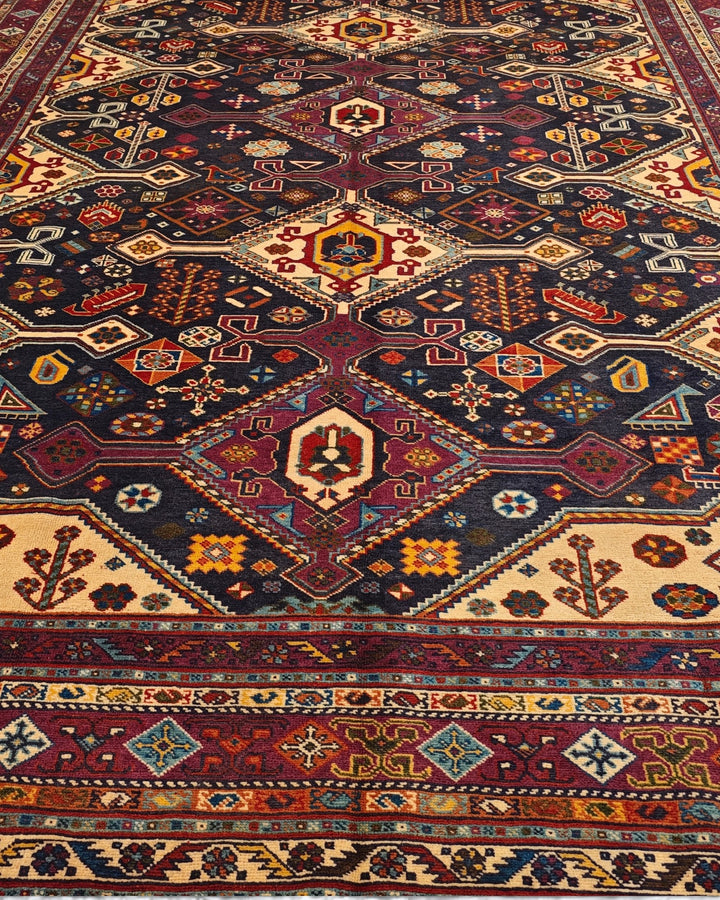 Navy &amp; Red Shahsavan Tribal Rug, Hand-Knotted Afghani Sherwan