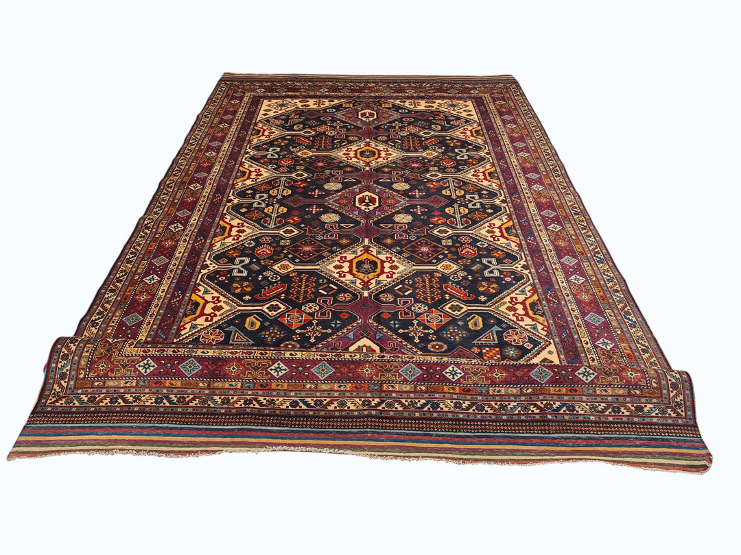Navy &amp; Red Shahsavan Tribal Rug, Hand-Knotted Afghani Sherwan